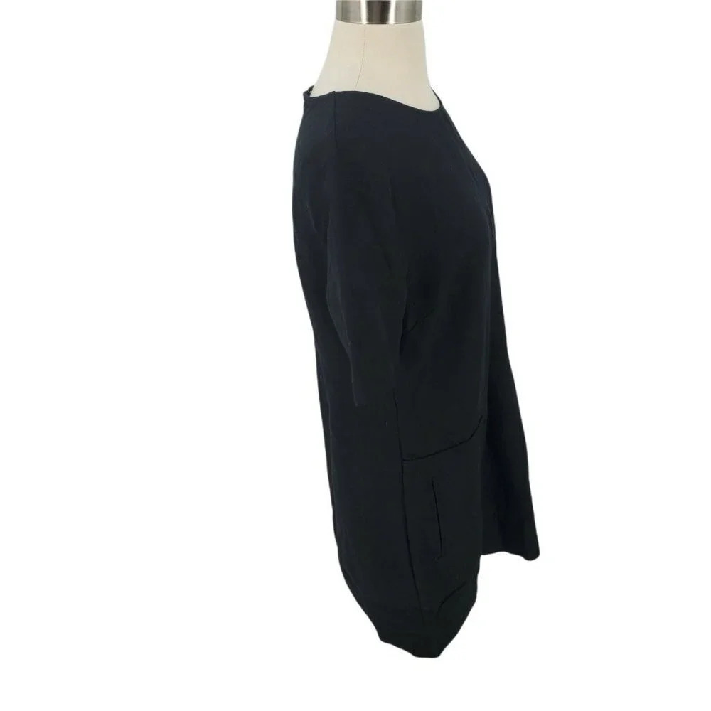 Avec‎ Les Filles Shift Dress Front Pockets Casual Black Linen Blend sz M - Picture 3 of 12